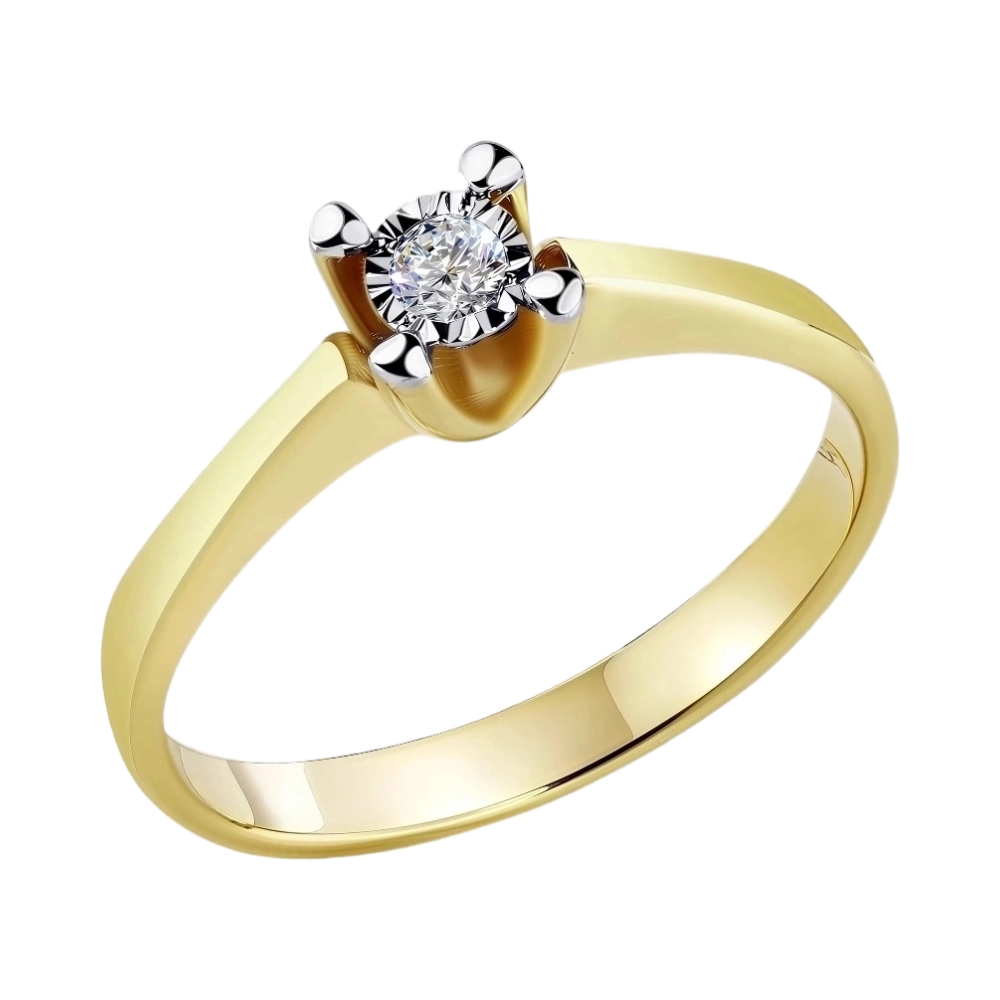 Кольцо из желтого золота с бриллиантом Ювелирное изделие - Кольцо из желтого золота с бриллиантом в магазине Best-Gold 156945