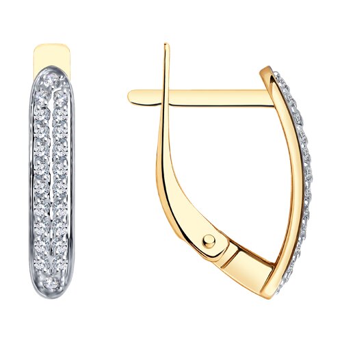 Серьги из комбинированного золота с фианитами Ювелирное изделие - Серьги из комбинированного золота с фианитами в магазине Best-Gold 125423