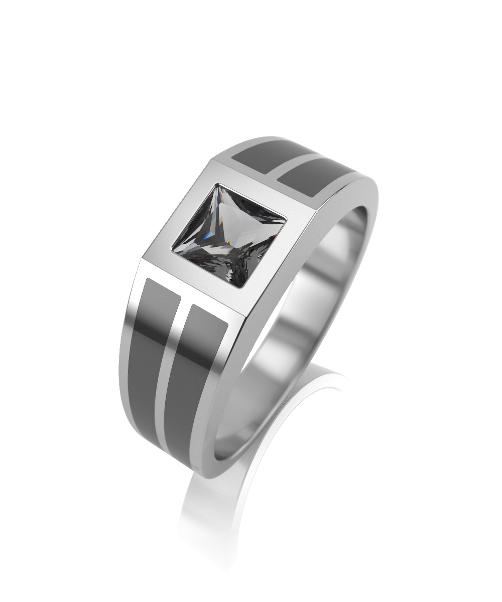 Печатка мужская из серебра с керамикой и фианитом Ювелирное изделие - Печатка мужская из серебра с керамикой и фианитом в магазине Best-Gold 019518
