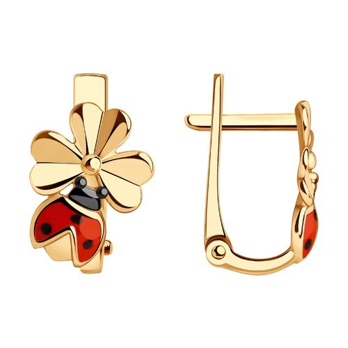 Серьги из красного золота с эмалью Ювелирное изделие - Серьги из красного золота с эмалью в магазине Best-Gold 118177