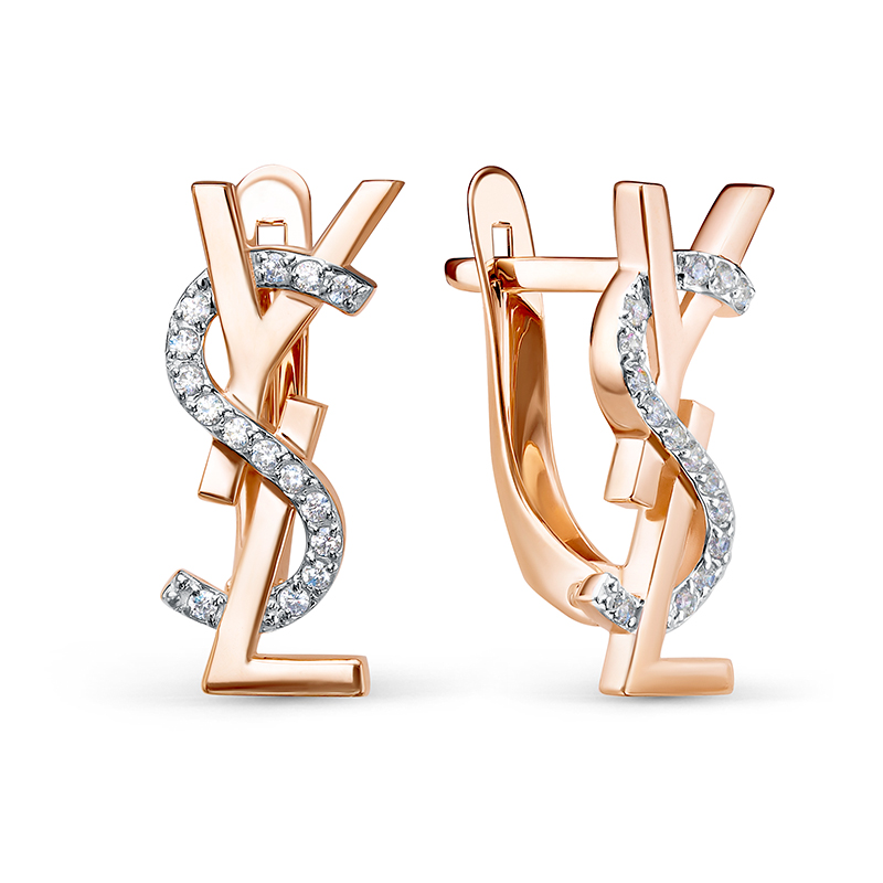 Серьги из красного золота с фианитами Ювелирное изделие - Серьги из красного золота с фианитами в магазине Best-Gold 124925