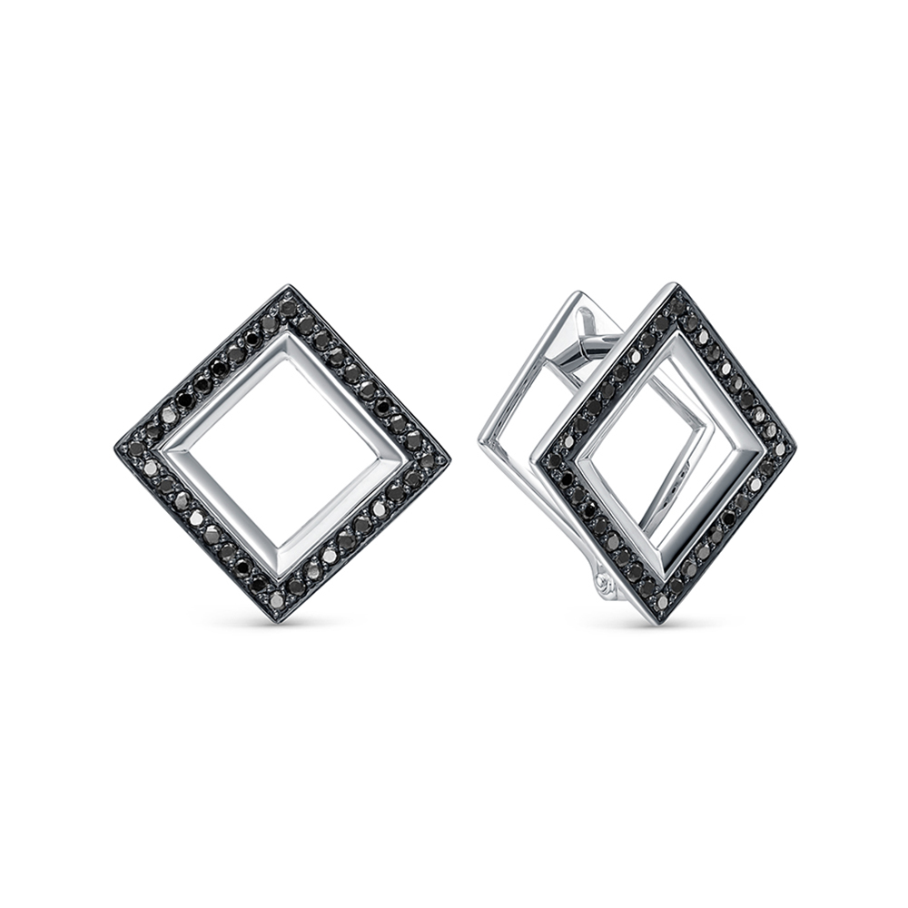 Ювелирное изделие - Серьги из белого золота с бриллиантами в магазине Best-Gold 142744