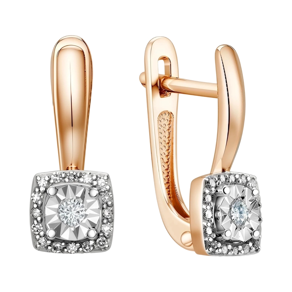 Серьги из красного золота с бриллиантами Ювелирное изделие - Серьги из красного золота с бриллиантами в магазине Best-Gold 153735