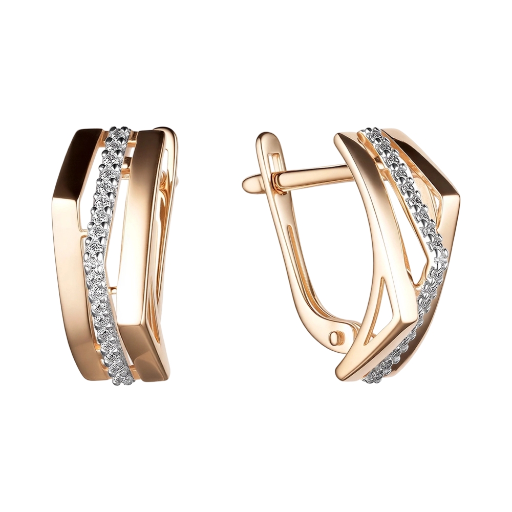 Серьги из красного золота с фианитами