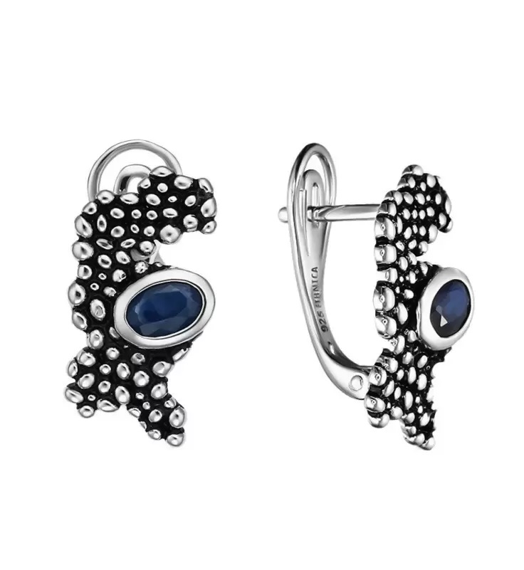 Серьги из серебра с сапфирами Ювелирное изделие - Серьги из серебра с сапфирами в магазине Best-Gold 128432