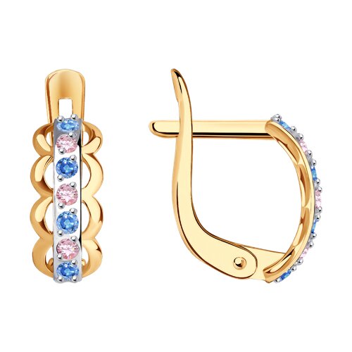 Серьги в красном золоте с фианитами Ювелирное изделие - Серьги в красном золоте с фианитами в магазине Best-Gold 130041