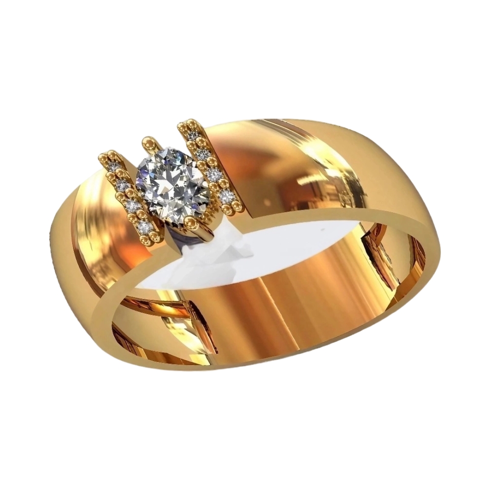 Ювелирное изделие - Кольцо помолвочное из жёлтого золота с фианитами в магазине Best-Gold 003658