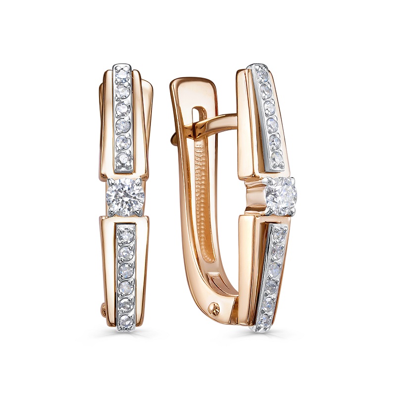 Серьги из красного золота с бриллиантами Ювелирное изделие - Серьги из красного золота с бриллиантами в магазине Best-Gold 154949