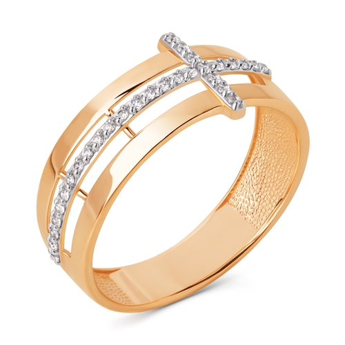 Кольцо из красного золота с фианитами Ювелирное изделие - Кольцо из красного золота с фианитами в магазине Best-Gold 129040