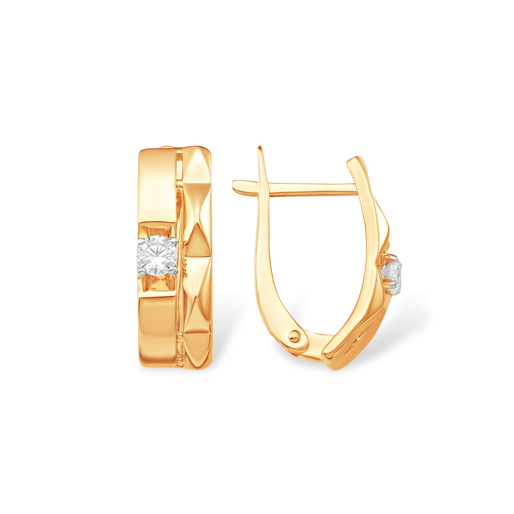 Серьги из красного золота с фианитами Ювелирное изделие - Серьги из красного золота с фианитами в магазине Best-Gold 116286