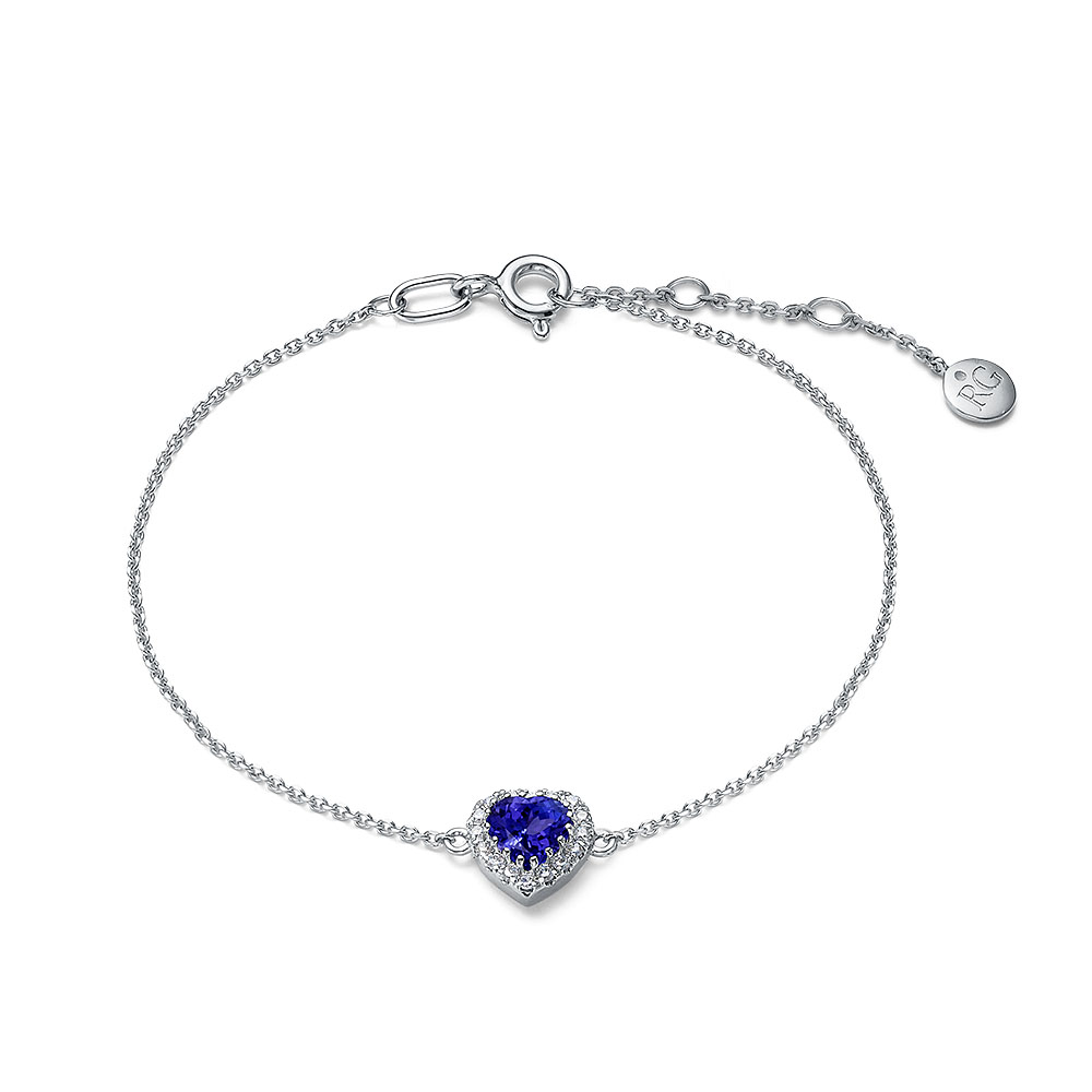 Ювелирное изделие - Браслет из белого золота с сапфиром и бриллиантами в магазине Best-Gold 153808