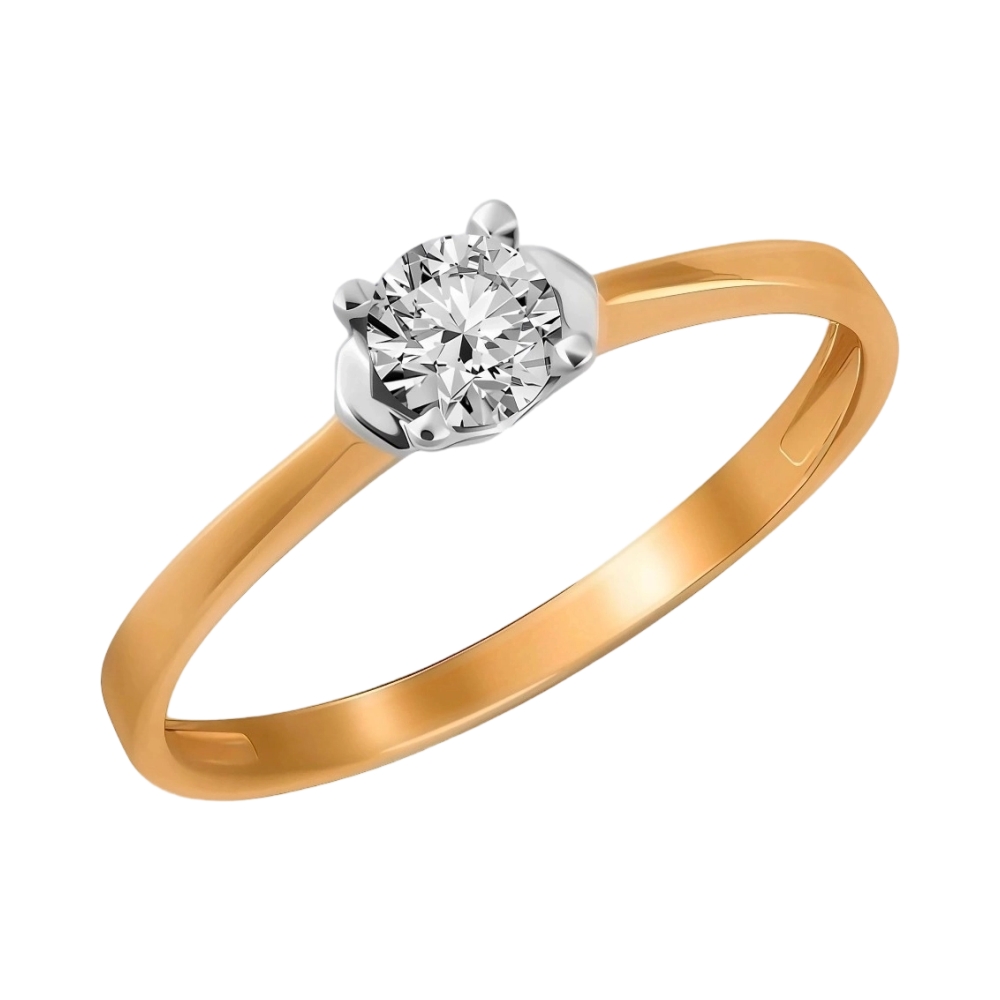 Ювелирное изделие - Кольцо помолвочное из красного золота с фианитом в магазине Best-Gold 045252