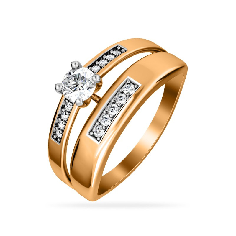 Кольцо из жёлтого золота с фианитами Ювелирное изделие - Кольцо из жёлтого золота с фианитами в магазине Best-Gold 034016