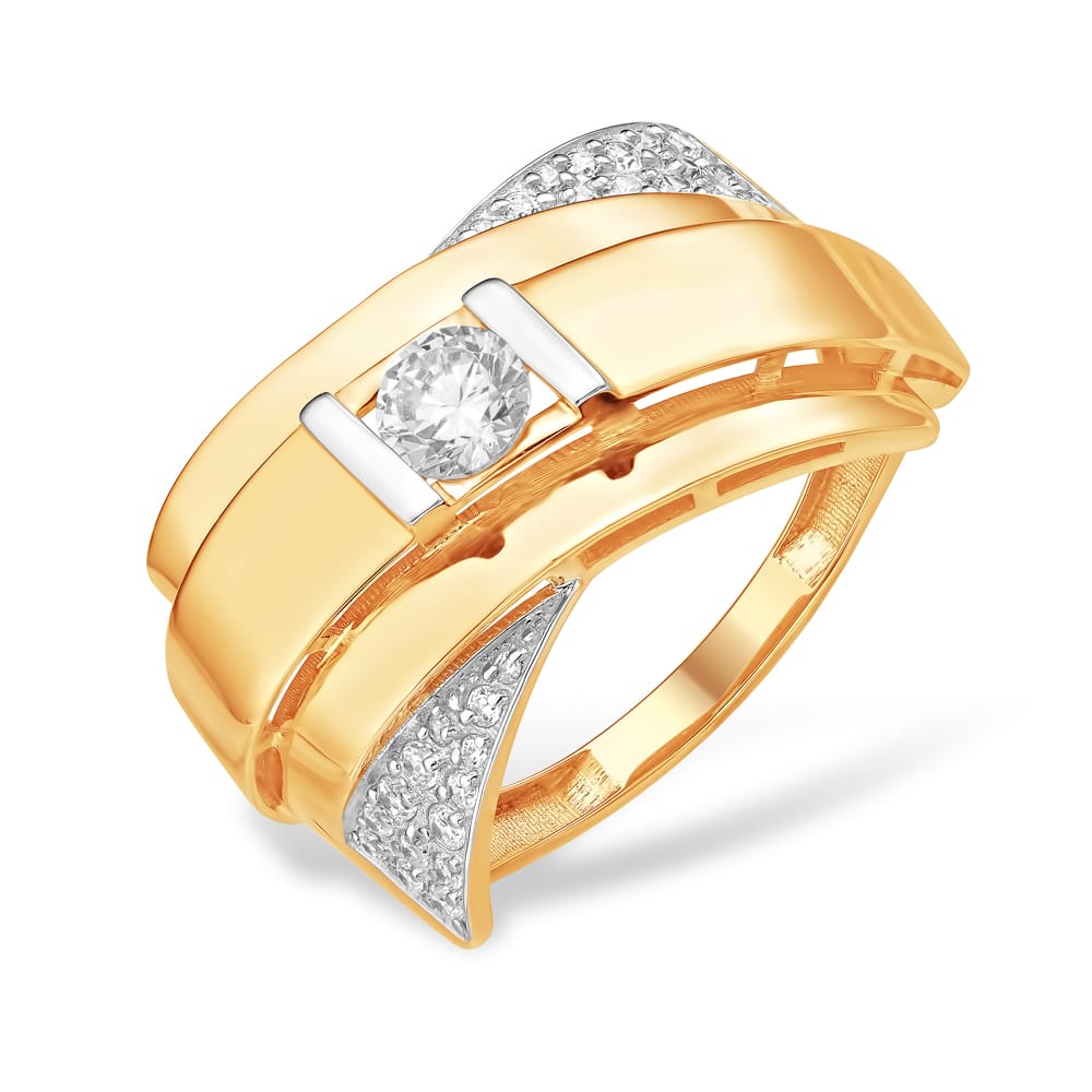 Кольцо из красного золота с фианитами