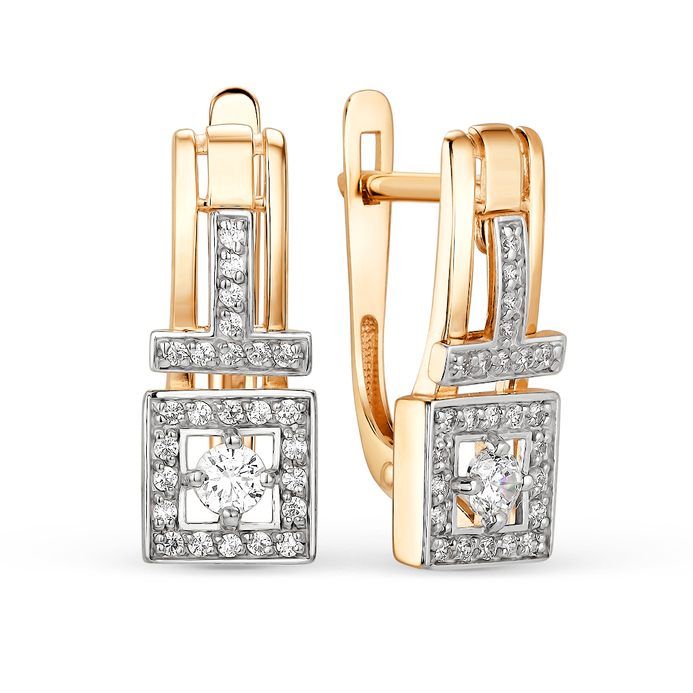 Ювелирное изделие - Серьги из красного золота с фианитами в магазине Best-Gold 155368