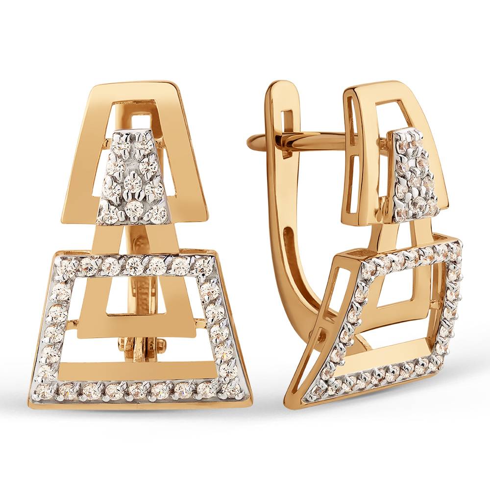 Ювелирное изделие - Серьги из красного золота с фианитами в магазине Best-Gold 151577