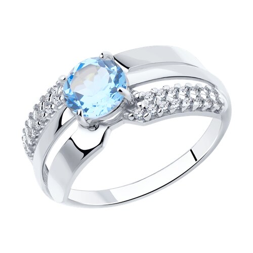 Ювелирное изделие - Кольцо из серебра с топазом и фианитами в магазине Best-Gold 075400