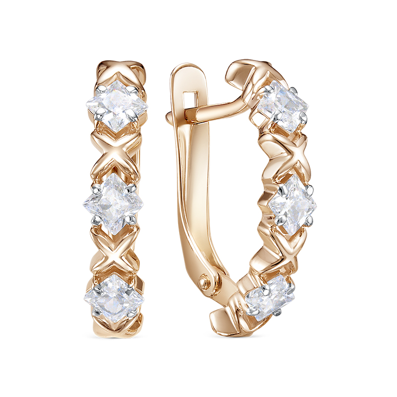 Ювелирное изделие - Серьги из красного золота с фианитами в магазине Best-Gold 140496