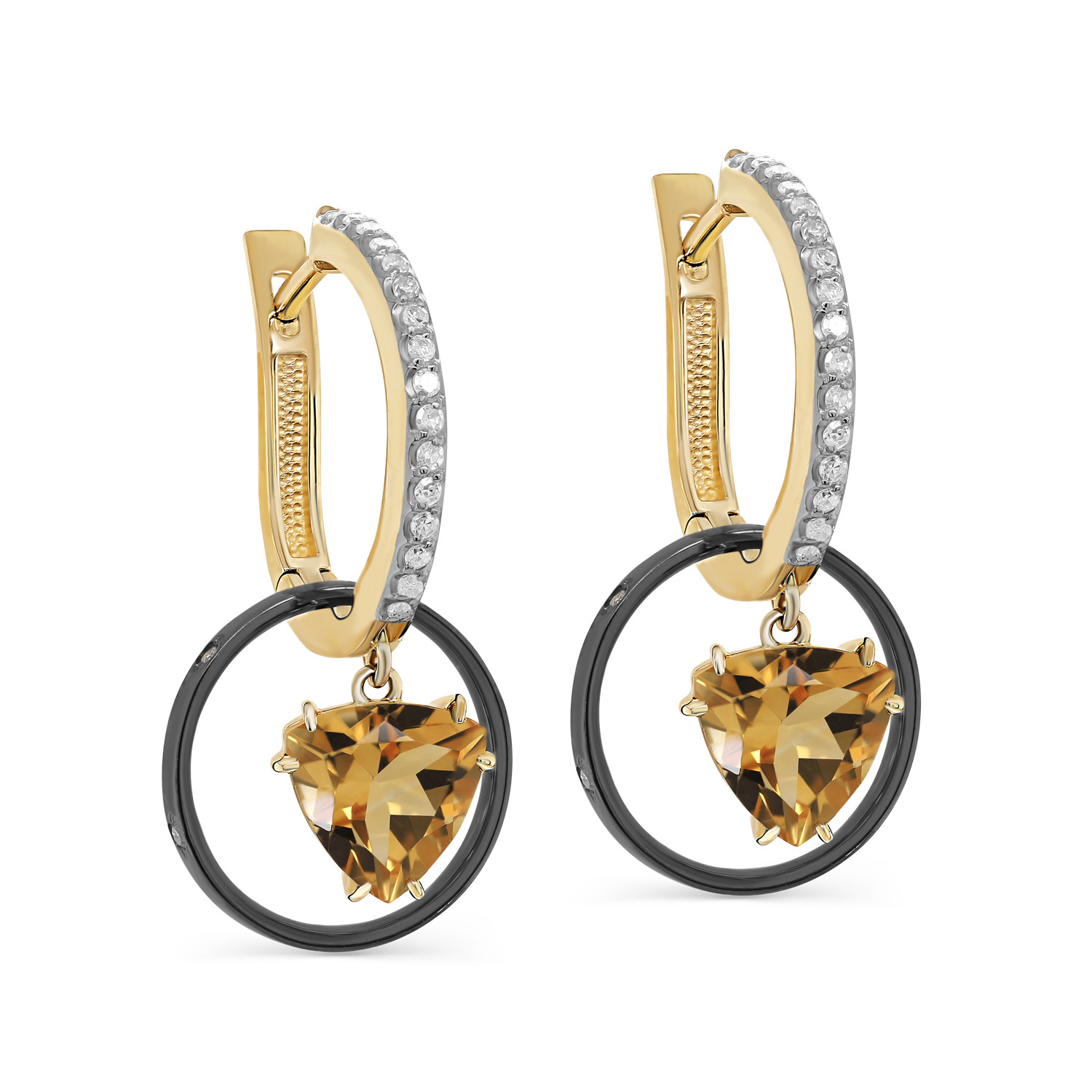 Серьги из жёлтого золота с цитринами и бриллиантами Ювелирное изделие - Серьги из жёлтого золота с цитринами и бриллиантами в магазине Best-Gold 080854