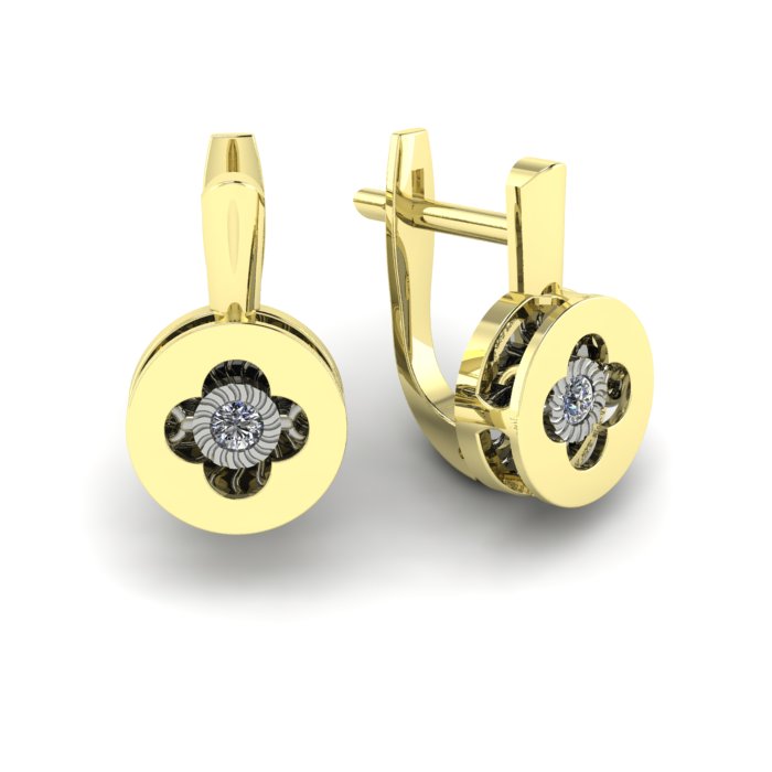 Серьги из желтого золота с бриллиантам Ювелирное изделие - Серьги из желтого золота с бриллиантам в магазине Best-Gold 140255