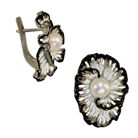 Серьги из серебра с жемчугом Ювелирное изделие - Серьги из серебра с жемчугом в магазине Best-Gold 120926