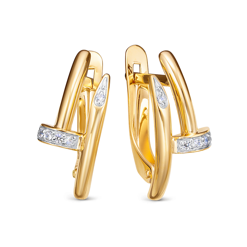 Ювелирное изделие - Серьги из жёлтого золота с фианитами в магазине Best-Gold 033199