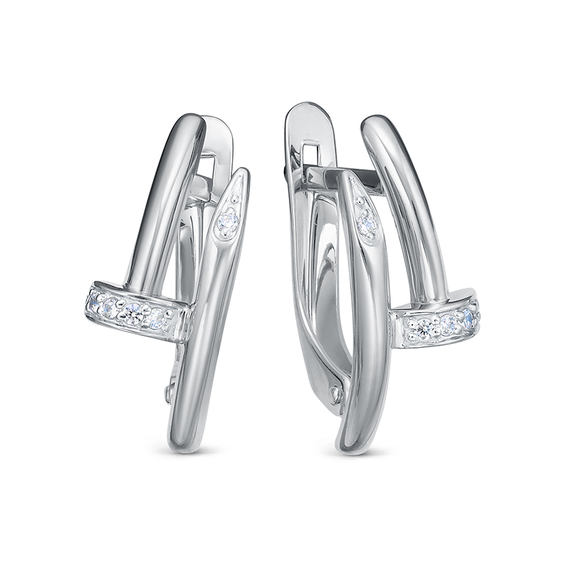 Серьги из белого золота с фианитами Ювелирное изделие - Серьги из белого золота с фианитами в магазине Best-Gold 142544