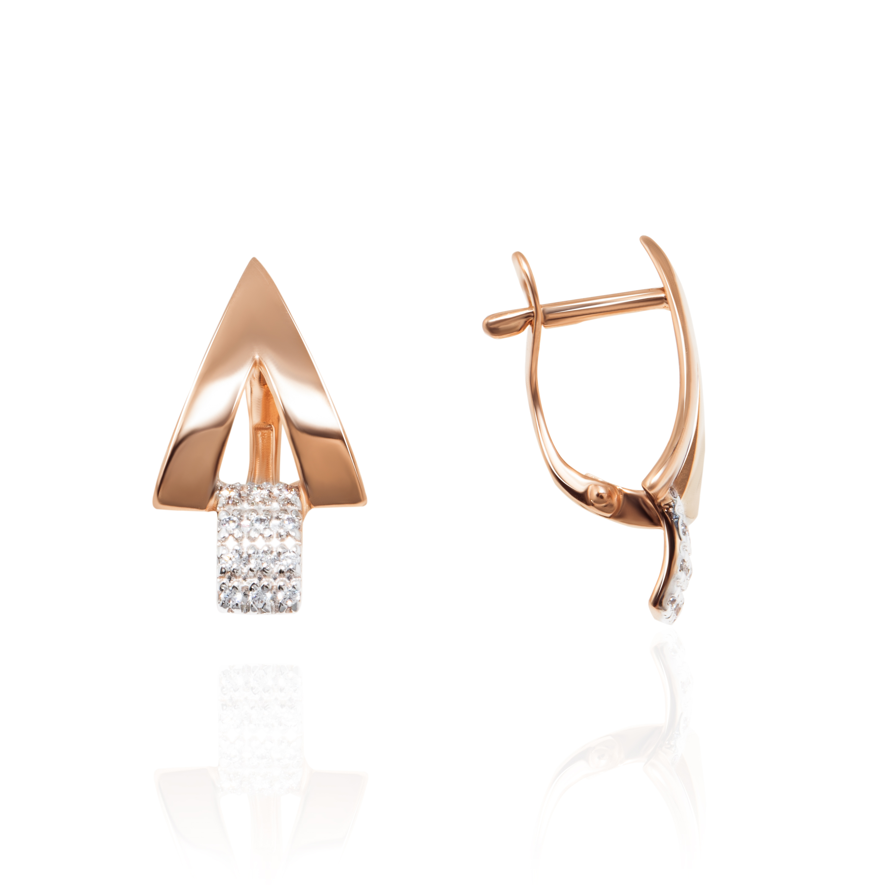 Ювелирное изделие - Серьги из красного золота с фианитами в магазине Best-Gold 040676