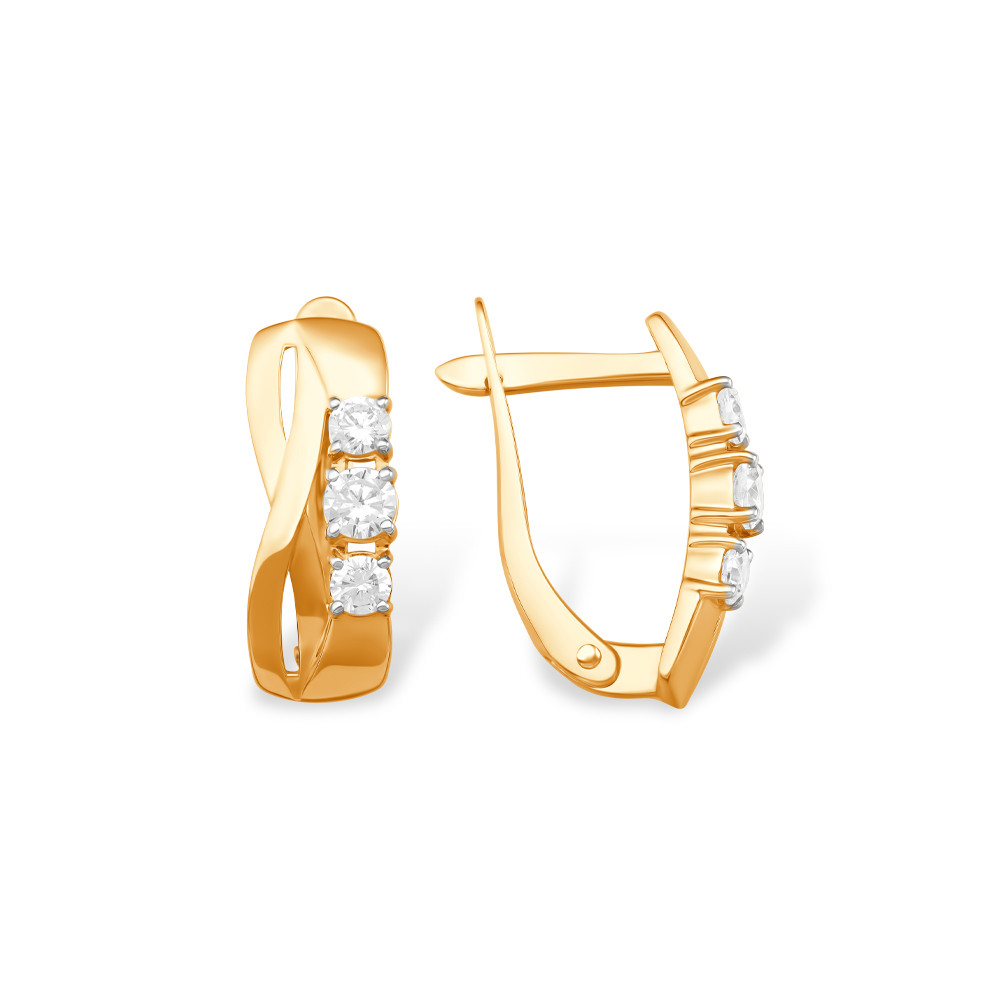 Серьги из красного золота с фианитами Ювелирное изделие - Серьги из красного золота с фианитами в магазине Best-Gold 063245