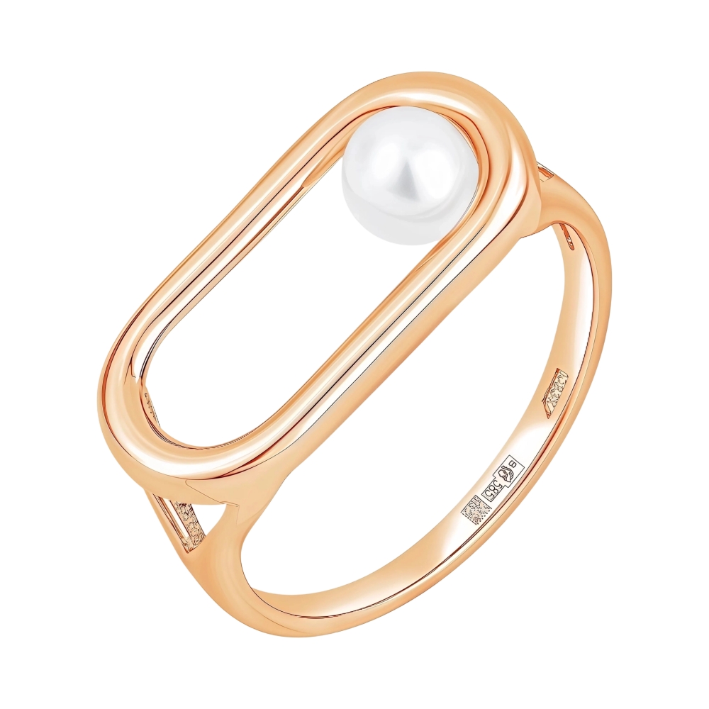 Кольцо из красного золота с жемчугом Ювелирное изделие - Кольцо из красного золота с жемчугом в магазине Best-Gold 152921