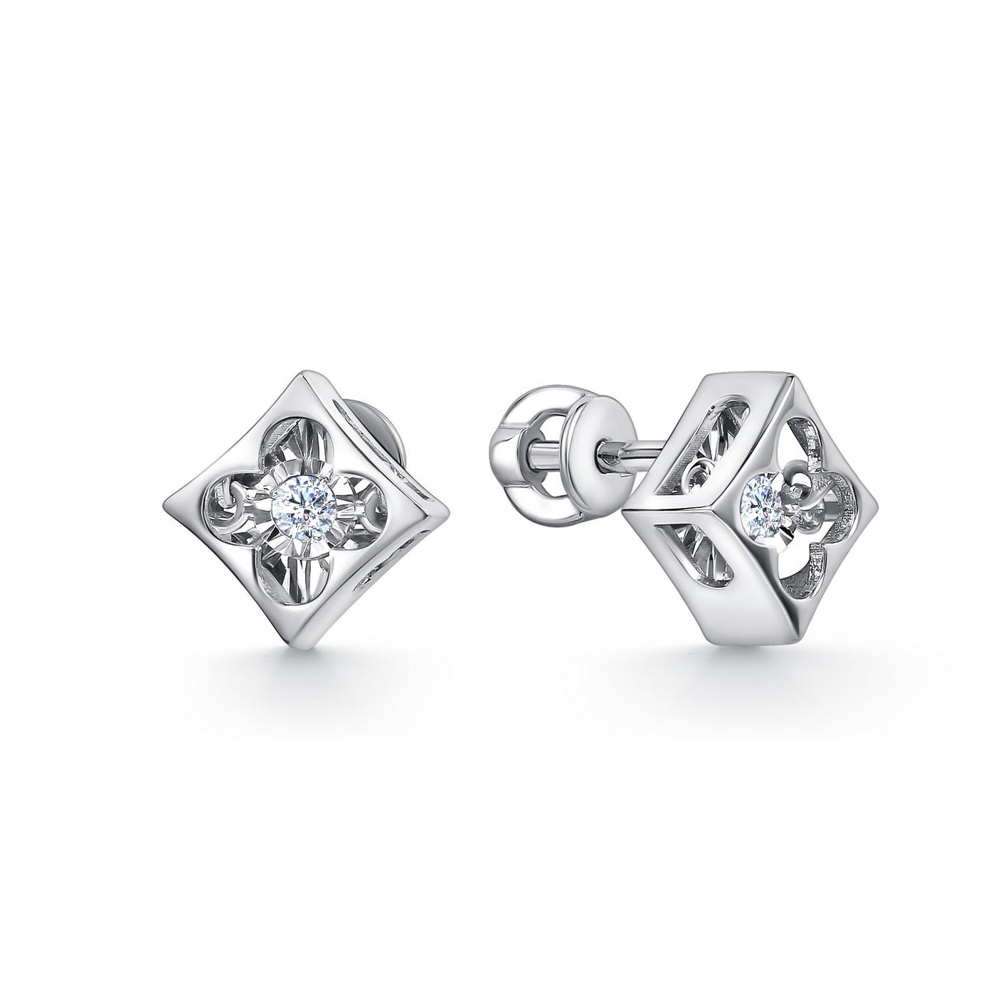 Серьги из белого золота с бриллиантами Ювелирное изделие - Серьги из белого золота с бриллиантами в магазине Best-Gold 148795