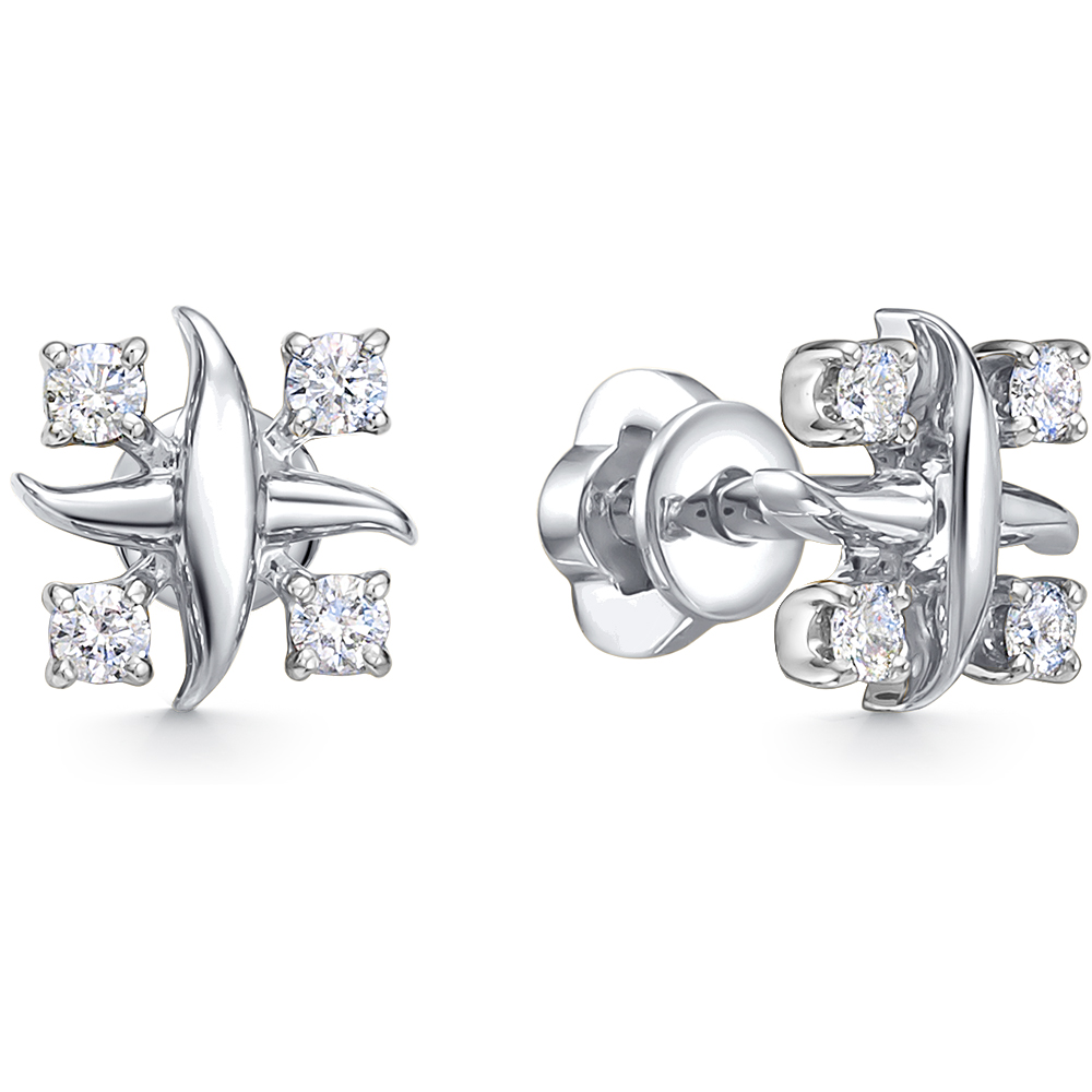 Серьги из белого золота с бриллиантами Ювелирное изделие - Серьги из белого золота с бриллиантами в магазине Best-Gold 150918