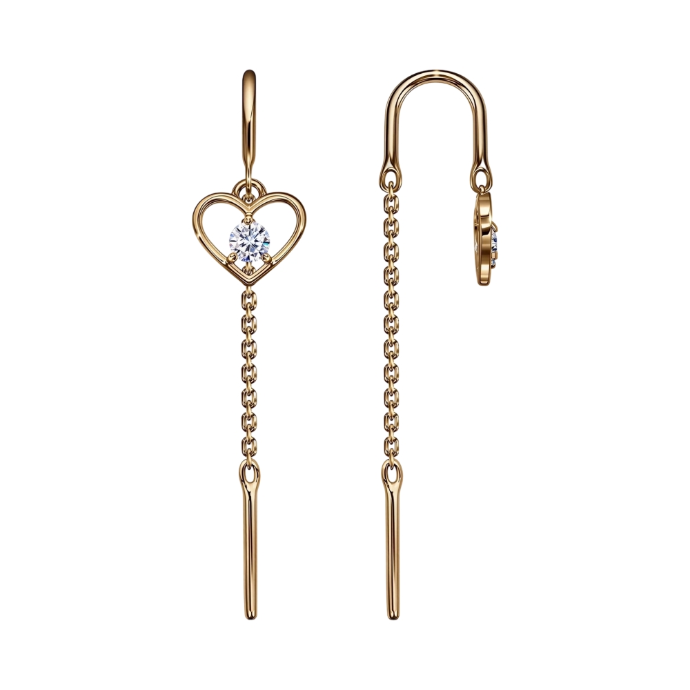 Серьги из красного золота с фианитами Ювелирное изделие - Серьги из красного золота с фианитами в магазине Best-Gold 150623