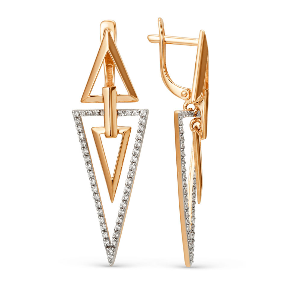 Ювелирное изделие - Серьги из красного золота с фианитами в магазине Best-Gold 046188