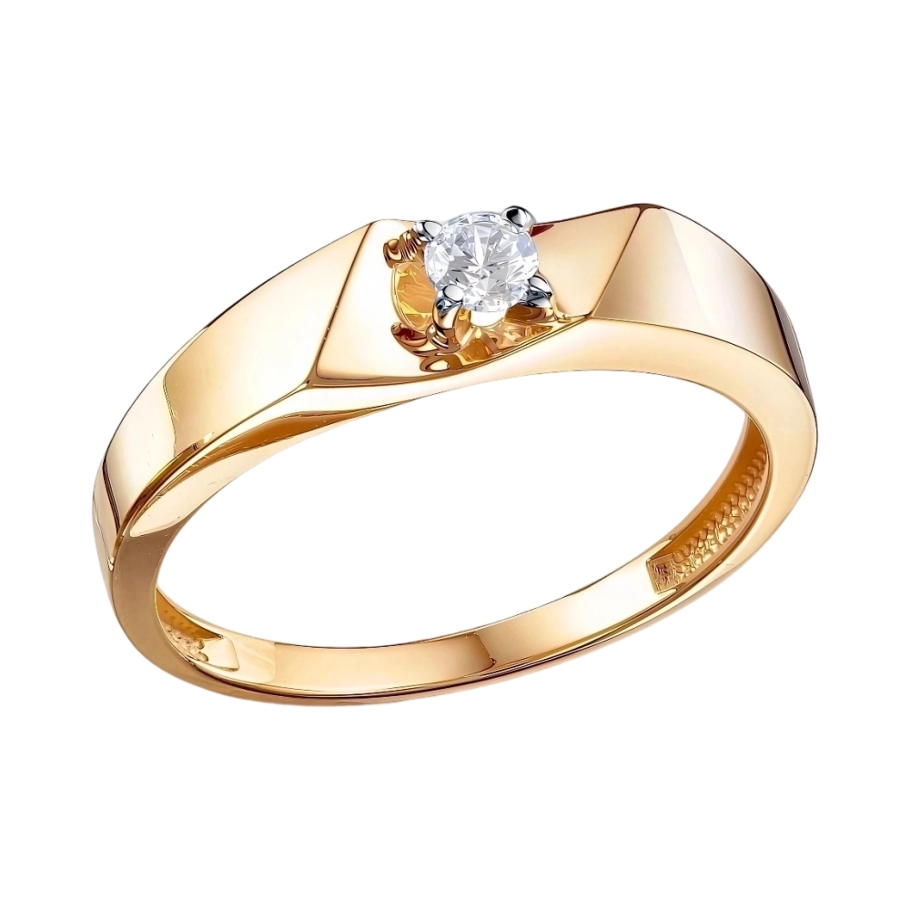 Ювелирное изделие - Кольцо в красном золоте с фианитом в магазине Best-Gold 133054