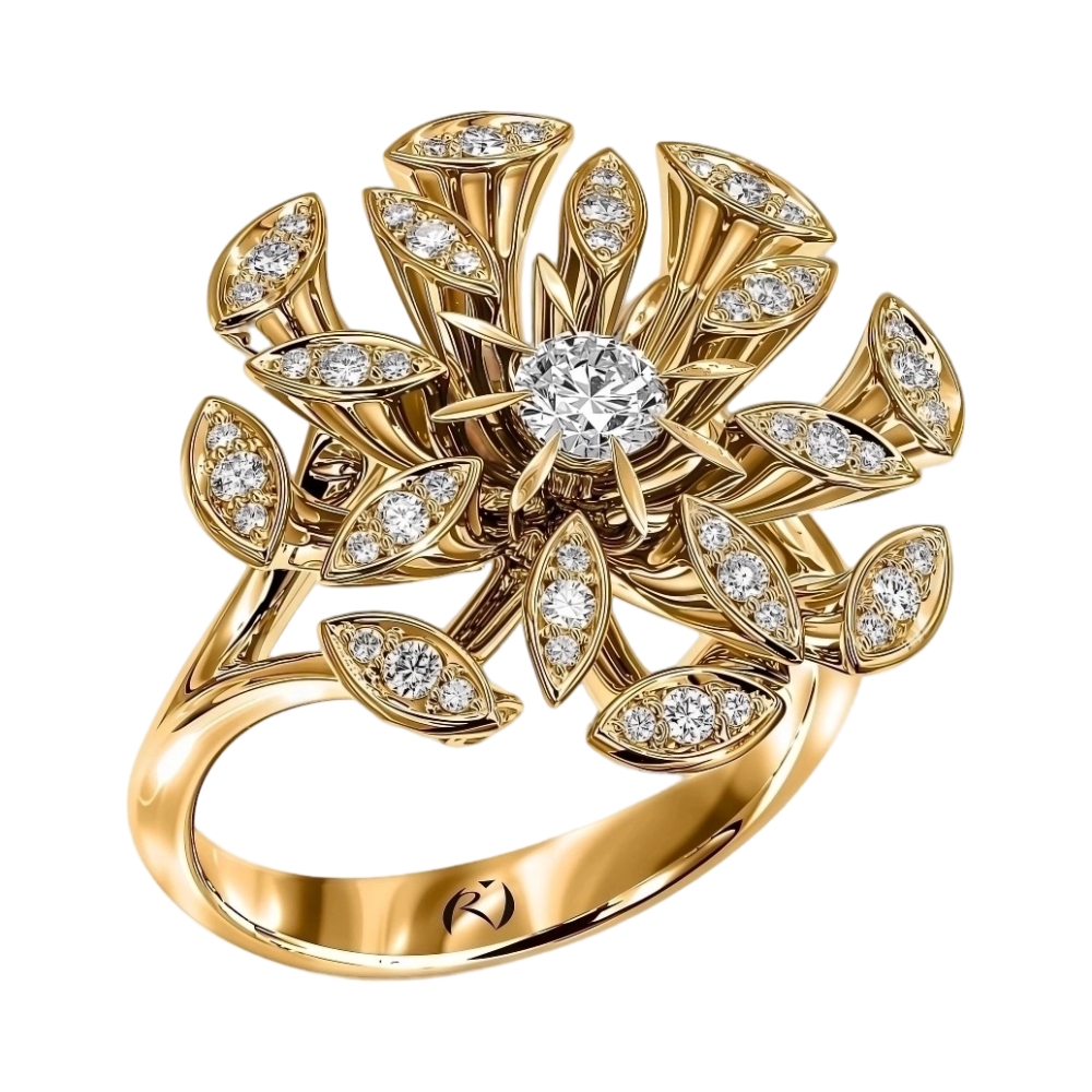 Ювелирное изделие - Кольцо из желтого золота с бриллиантам в магазине Best-Gold 156205