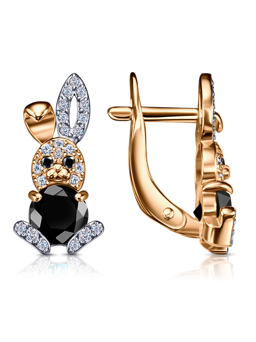 Ювелирное изделие - Серьги из красного золота с фианитами в магазине Best-Gold 150629
