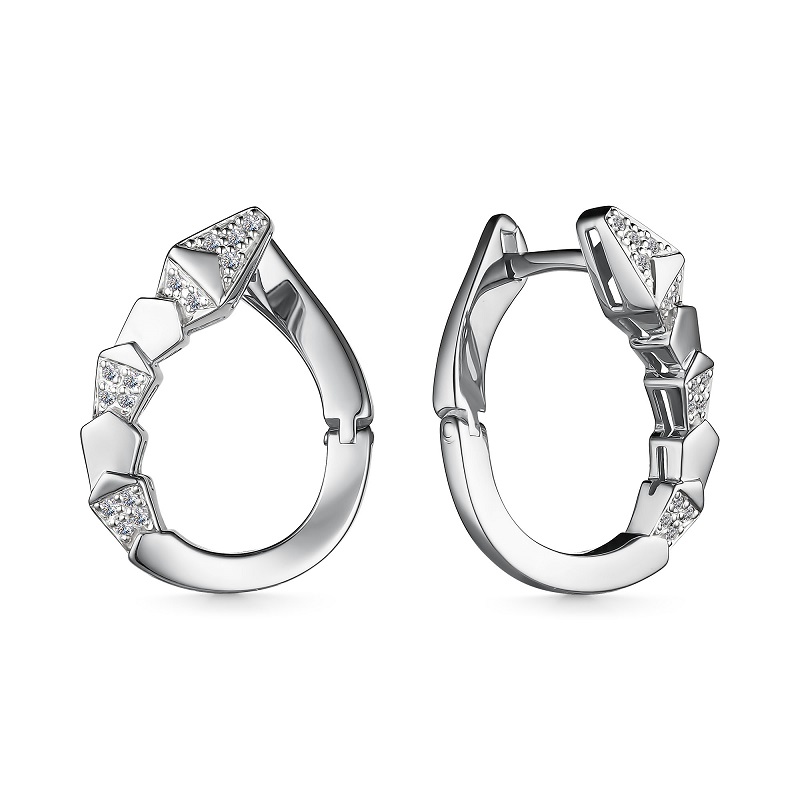 Ювелирное изделие - Серьги из белого золота с брилиантами в магазине Best-Gold 154388