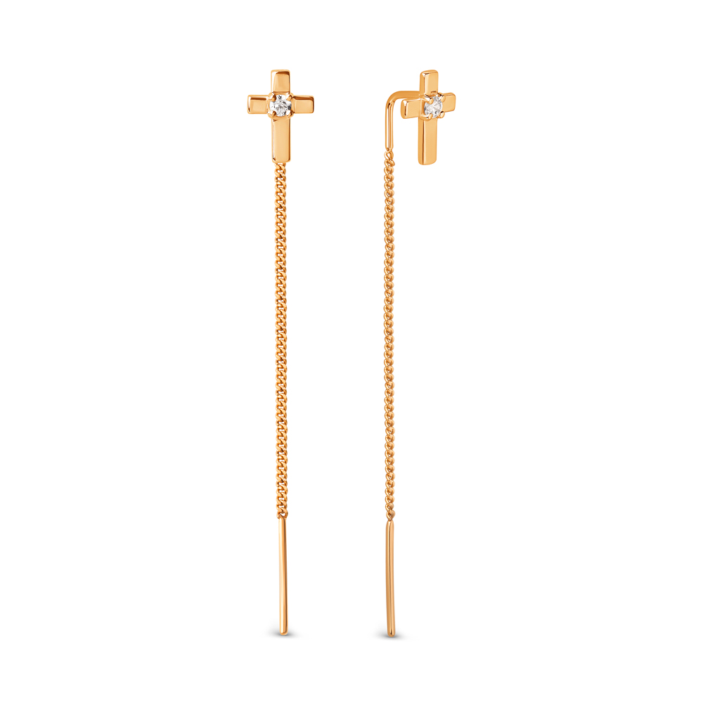 Ювелирное изделие - Серьги из красного золота с фианитами в магазине Best-Gold 155362