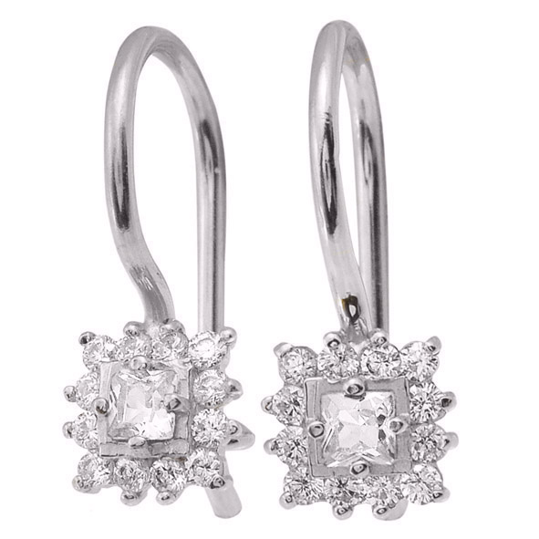 Серьги из белого золота с финитами Ювелирное изделие - Серьги из белого золота с финитами в магазине Best-Gold 146838