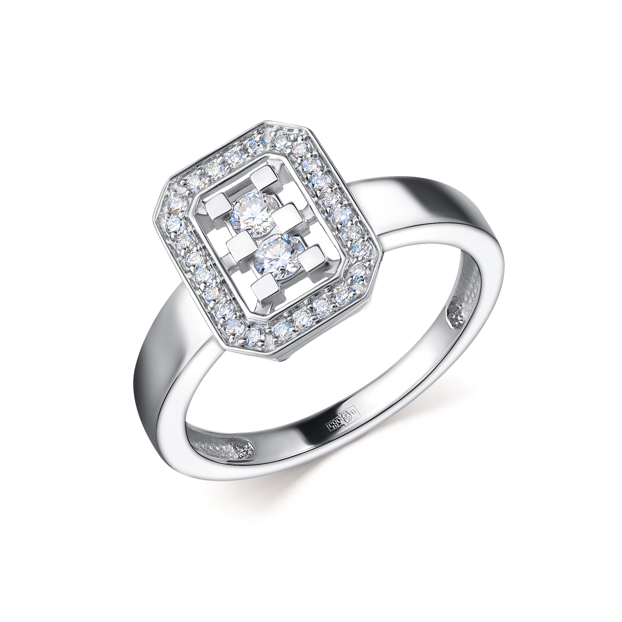 Ювелирное изделие - Кольцо из белого золота с бриллиантами в магазине Best-Gold 141491