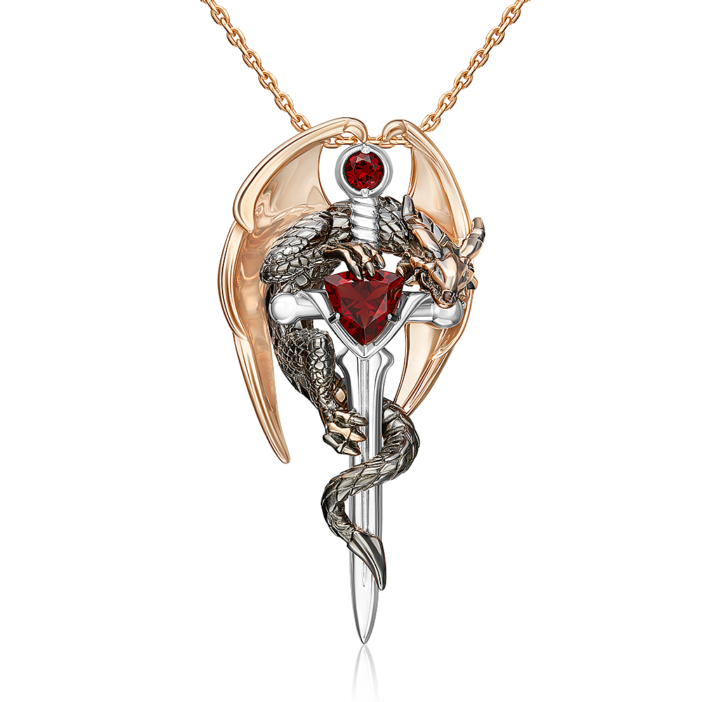 Подвеска из красного золота с гранатом Ювелирное изделие - Подвеска из красного золота с гранатом в магазине Best-Gold 139320