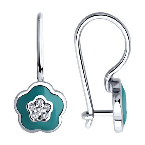 Серьги из серебра с фианитами и эмалью Ювелирное изделие - Серьги из серебра с фианитами и эмалью в магазине Best-Gold 140671