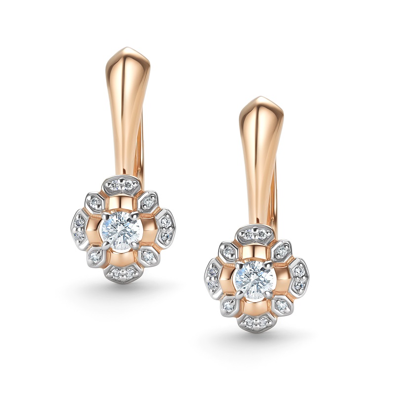 Ювелирное изделие - Серьги из красного золота с брилиантами в магазине Best-Gold 154401