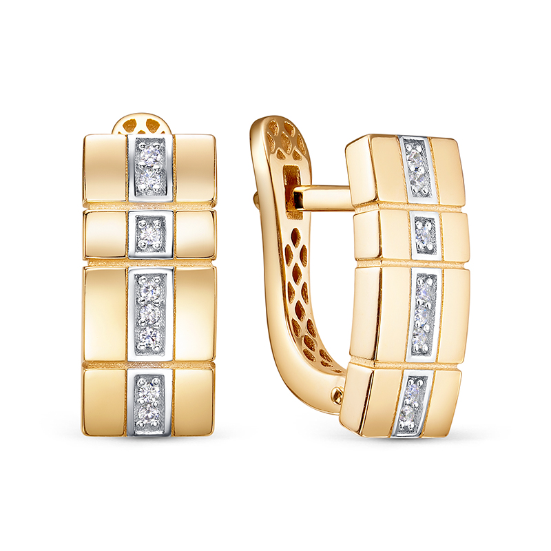 Ювелирное изделие - Серьги из желтого золота с фианитами в магазине Best-Gold 156875