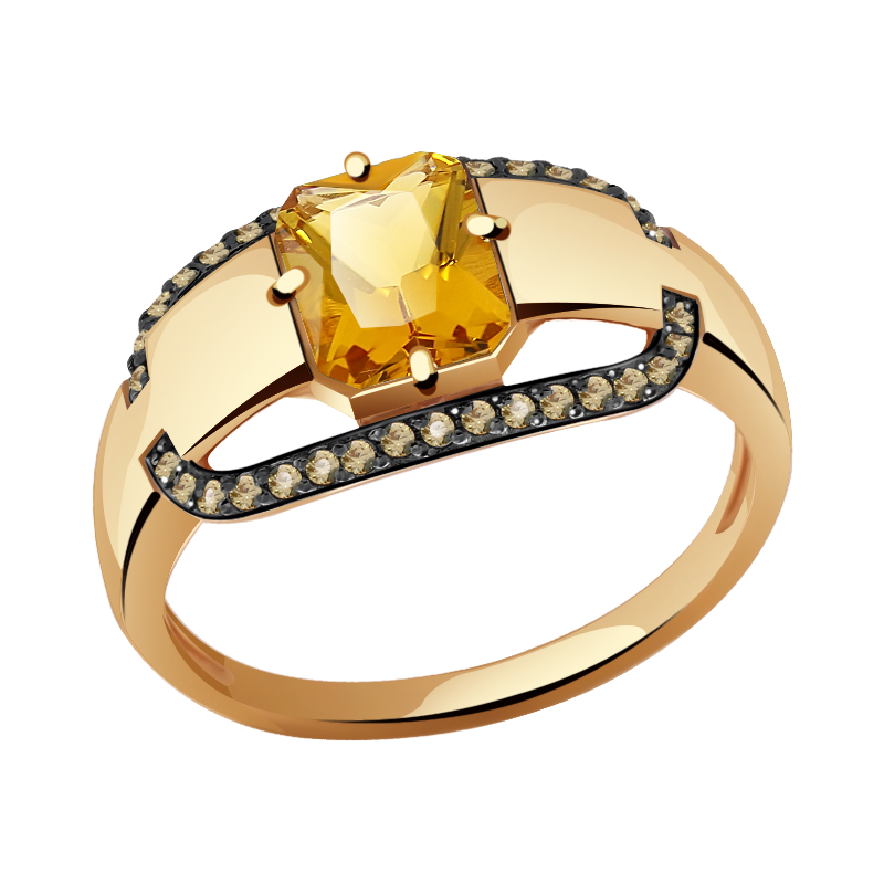 Ювелирное изделие - Кольцо из красного золота с цитрином и фианитами в магазине Best-Gold 139943
