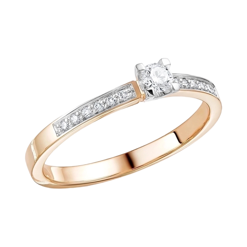 Кольцо помолвочное из красного золота с бриллиантом Ювелирное изделие - Кольцо помолвочное из красного золота с бриллиантом в магазине Best-Gold 124496