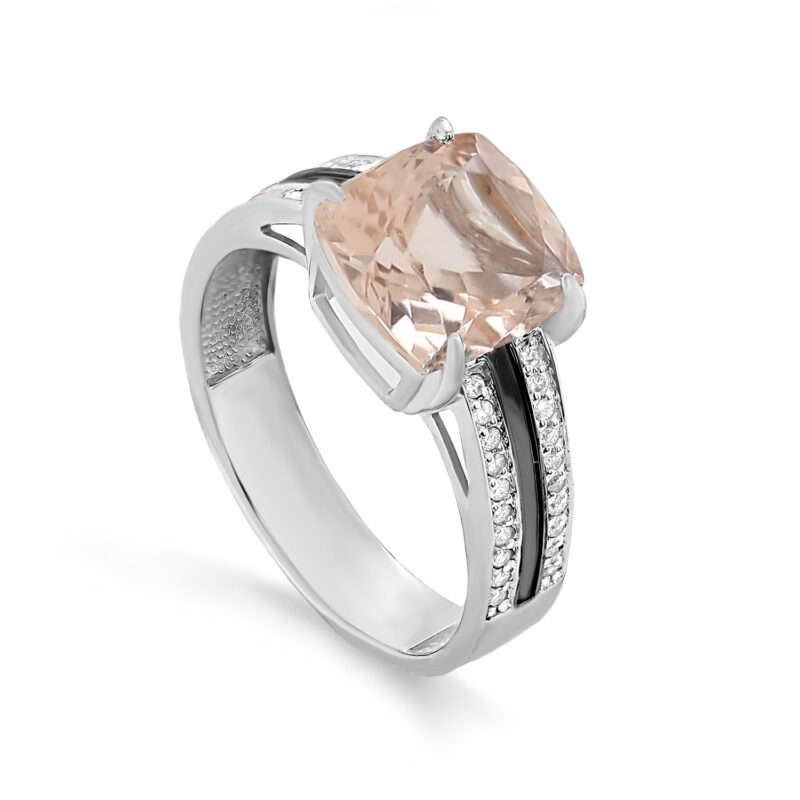 Кольцо из белого золота с бриллиантами и морганитом Ювелирное изделие - Кольцо из белого золота с бриллиантами и морганитом в магазине Best-Gold 127441