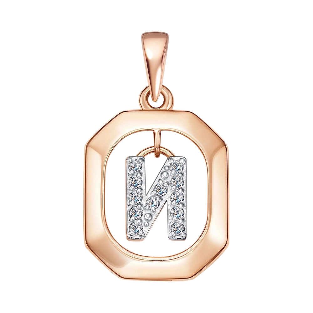 Ювелирное изделие - Подвеска из красного золота с фианитами в магазине Best-Gold 145329