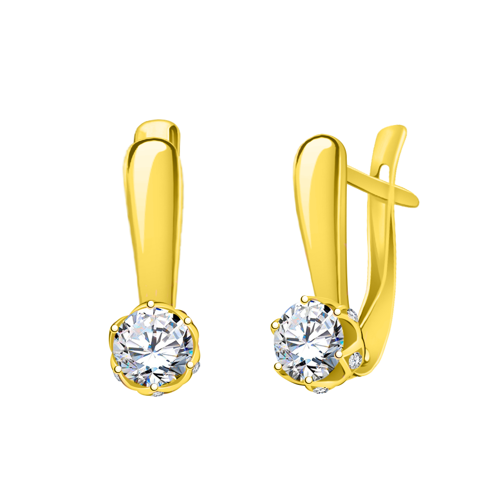 Ювелирное изделие - Серьги из жёлтого золота с фианитами в магазине Best-Gold 131170